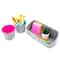 Welaxy Felt 3 Piece Gray Tray with Turquoise & Hot Pink Cups Desktop Organizer Set